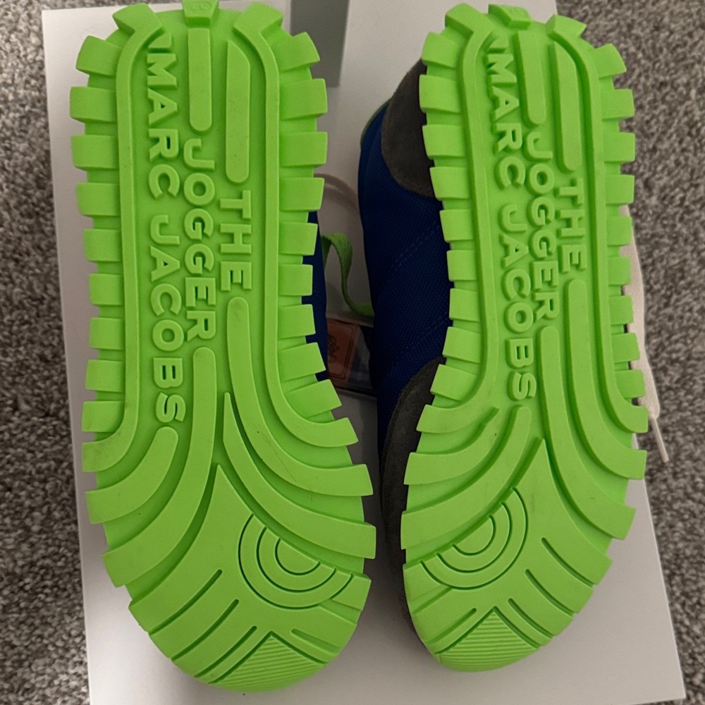 Marc Jacobs Blue Sneakers with Neon Green & Orange Accents - Picture 7 of 8